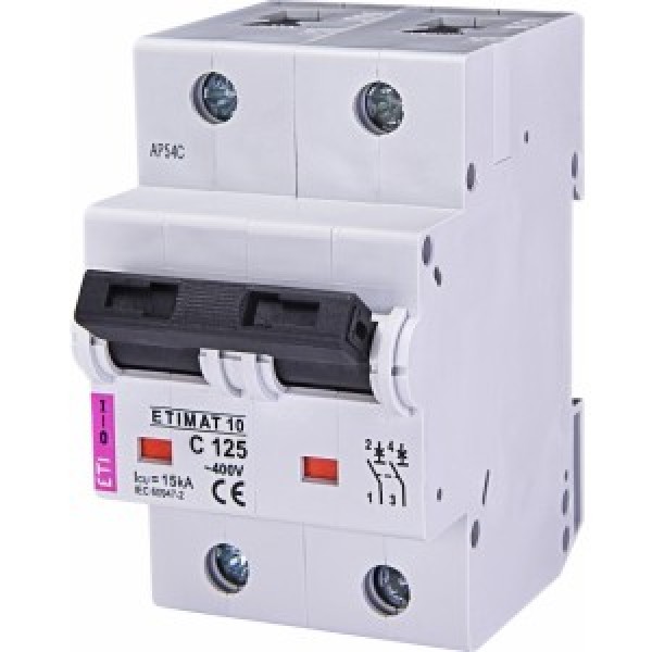 Автоматичний вимикач ETIMAT 10 125A 2P характеристика C 15kA ETI (002133733)