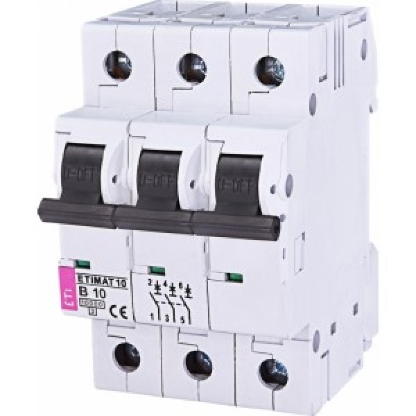 Автоматичний вимикач ETIMAT 10 10A 3P характеристика B 10kA ETI (002125714)