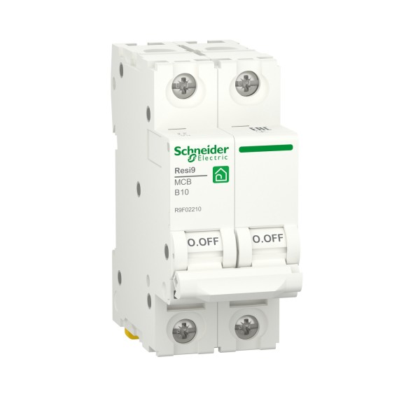 Автоматический выключатель RESI9 Schneider Electric 10 А, 2P, кривая В, 6кА (R9F02210)