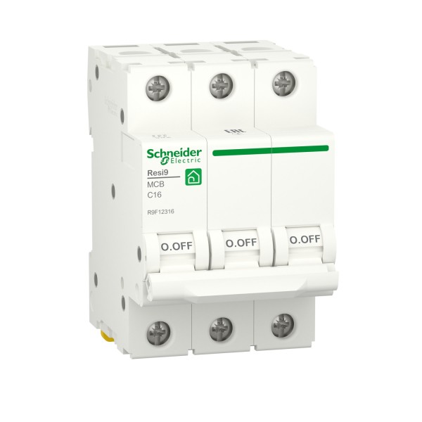 Автоматичний вимикач RESI9 Schneider Electric 16 А, 3P, крива С, 6кА (R9F12316)