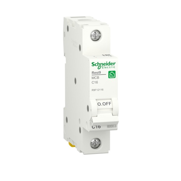 Автоматический выключатель RESI9 Schneider Electric 16А, 1P, кривая С, 6кА (R9F12116)
