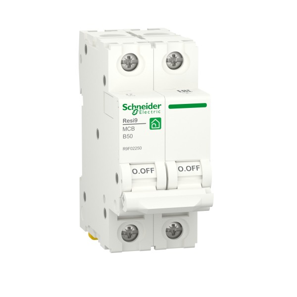 Автоматичний вимикач RESI9 Schneider Electric 50 А, 2P, крива В, 6кА (R9F02250)