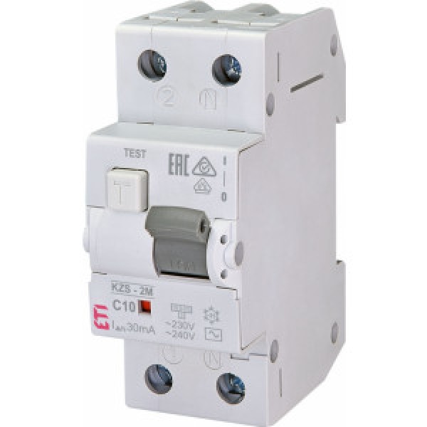 Дифференциальный автомат KZS-2M 10A/0.03A 2 полюса тип AC 10kA х-ка C ETI (002173122)