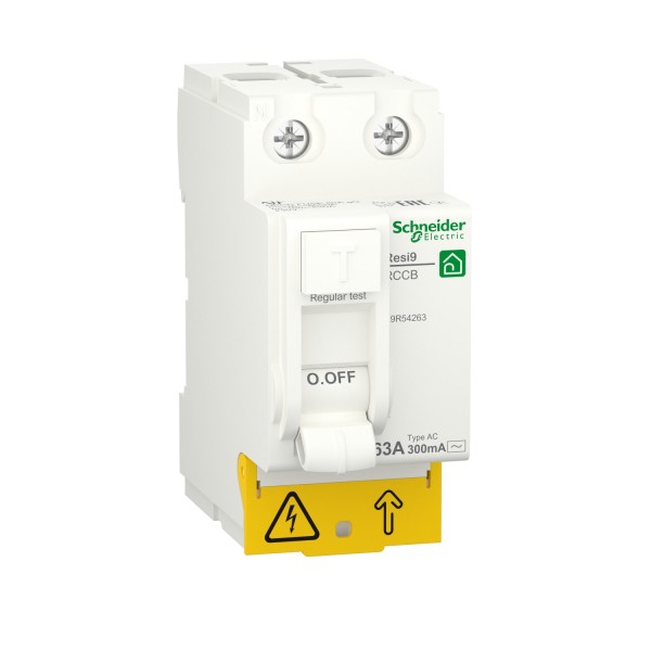 Дифференциальный выключатель нагрузки RESI9 Schneider Electric 63 A, 300 мA, 2P, тип АС (R9R54263)
