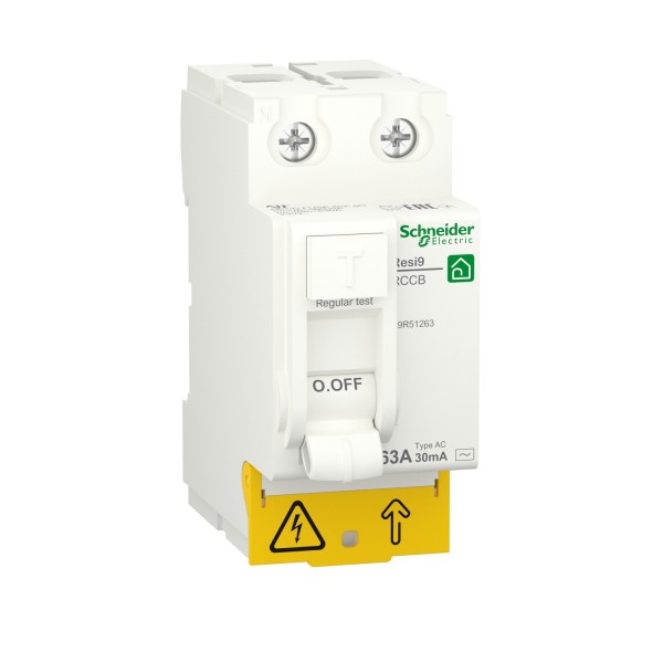 Дифференциальный выключатель нагрузки RESI9 Schneider Electric 63 A, 30 мA, 2P, тип АС (R9R51263)