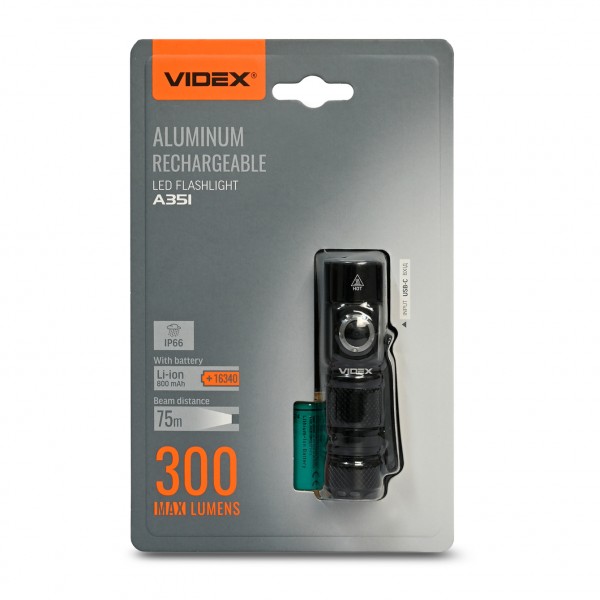 Портативный светодиодный фонарик VIDEX 300Lm 5000K (VLF-A351)