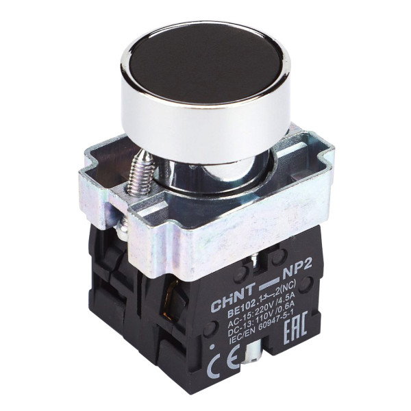 Кнопка NP2-BA25 без підсвітки чорна 1NO+1NC IP40 (573962)