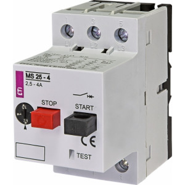 Автоматичний вимикач захисту двигунів MS25-4 (1,1 - 1,5 kW, 2,5 - 4,0A) ETI (004600080)
