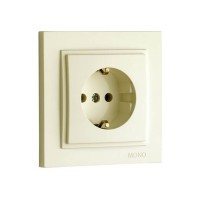 Розетка 1-а з заземлен., та захистом для дітей, Mono Electric, DESPINA (крем) (102-170021-119)