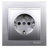 Розетка 1-а з заземленням, Mono Electric, DESPINA (срібло) (102-212121-117)