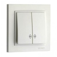 Вимикач двоклавішний прохідний, Mono Electric, DESPINA (білий) (102-190023-111)