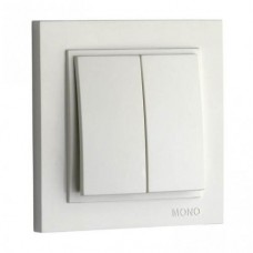 Выключатель двухклавишный, Mono Electric, DESPINA (белый) (102-190025-102)