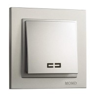 Выключатель одноклавишный с подсветкой, Mono Electric, DESPINA (серебро) (102-212125-101)