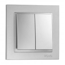 Выключатель двухклавишный, Mono Electric, DESPINA (серебро) (102-212125-102)