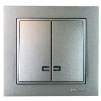 Выключатель двухклавишный с подсветкой, Mono Electric, DESPINA (антрацит) (102-242425-103)