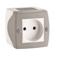 Розетка без заземления, Mono Electric, OCTANS IP 20 (серый) (104-020006-116)