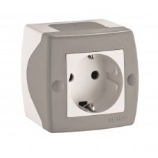 Розетка с заземлением, Mono Electric, OCTANS IP 20 (серый) (104-020007-117)