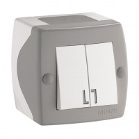 Выключатель двухклав, Mono Electric, OCTANS IP 20 (серый) (104-020001-102)