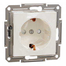 Розетка с заземлением и шторками, кремовая, Asfora, без рамки (EPH2970223)