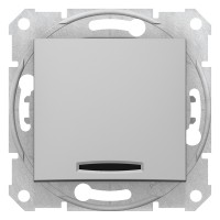 Одноклавишный переключатель с синей подсветкой Sedna Schneider Electric алюминий (SDN 1500260)