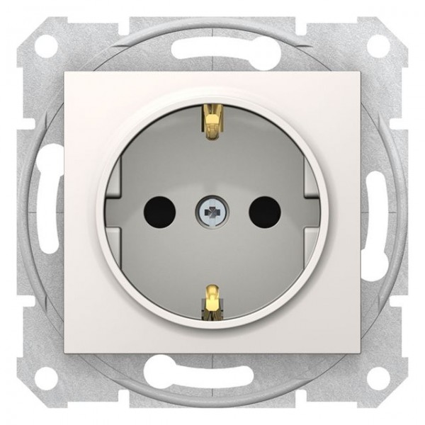 Розетка з самозатискними клемами з заземленням без шторок Sedna Schneider Electric слонова кістка (SDN3001823)