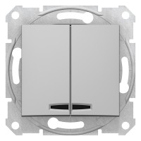 Двухклавишный выключатель с подсветкой Sedna Schneider Electric алюминий (SDN0300360)