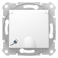 Розетка с заземлением, со шторками и крышкой Sedna Schneider Electric белый (SDN3100121)