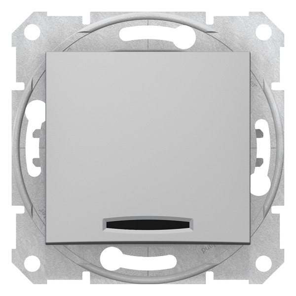 Одноклавишный переключатель с синей подсветкой Sedna Schneider Electric алюминий (SDN1500160)