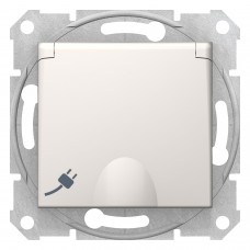 Розетка с заземлением, со шторками и крышкой Sedna Schneider Electric слоновая кость (SDN3100123)