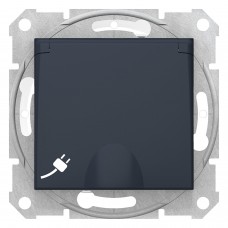 Розетка с самозажимными клеммами с заземлением и крышкой Sedna Schneider Electric графит (SDN3100470)