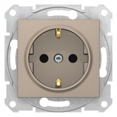 Розетка с самозажимными клеммами с заземлением со шторками Sedna Schneider Electric титан (SDN3001768)