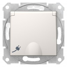 Розетка с самозажимными клеммами с заземлением и крышкой Sedna Schneider Electric ip44 слоновая кость (SDN3100523)