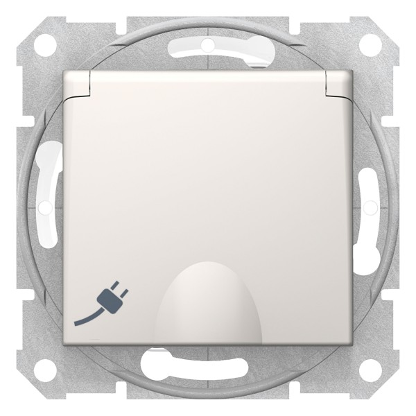 Розетка з самозатискними клемами з заземленням та кришкою Sedna Schneider Electric ip44 слонова кістка (SDN3100523)