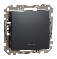 Одноклавішний перехресний перемикач з підсвіткою Sedna Design, чорний (SDD114107L)