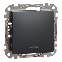 Одноклавішний перехресний перемикач з підсвіткою Sedna Design, чорний (SDD114107L)