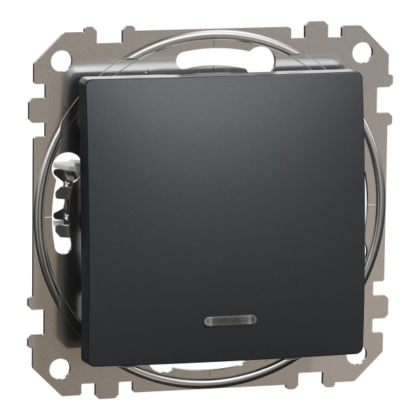 Одноклавішний перехресний перемикач з підсвіткою Sedna Design, чорний (SDD114107L)