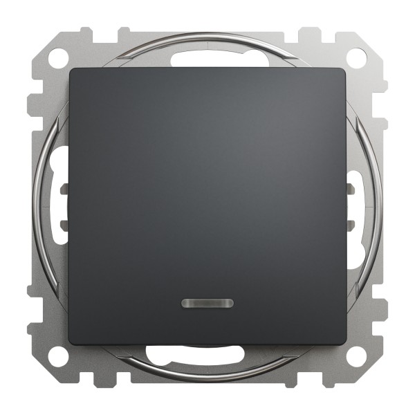 Одноклавішний перехресний перемикач з підсвіткою Sedna Design, чорний (SDD114107L)