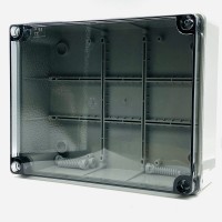 Коробка розподільча навісна 240х190х90 мм з гладкими стінками і прозорою кришкою димчастого кольору ІР56 (EC420C7)