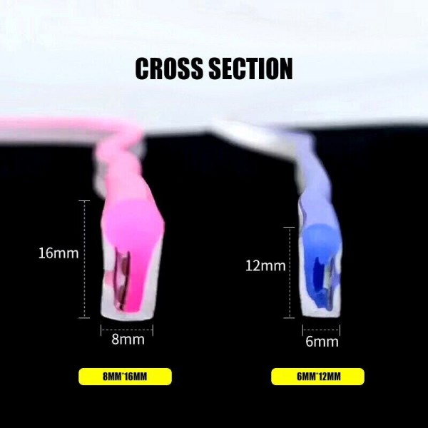 Світлодіодний неон PROLUM™ 6x12, IP68, 12V, Series "GT", Блакитний Лід, PRO (120032)