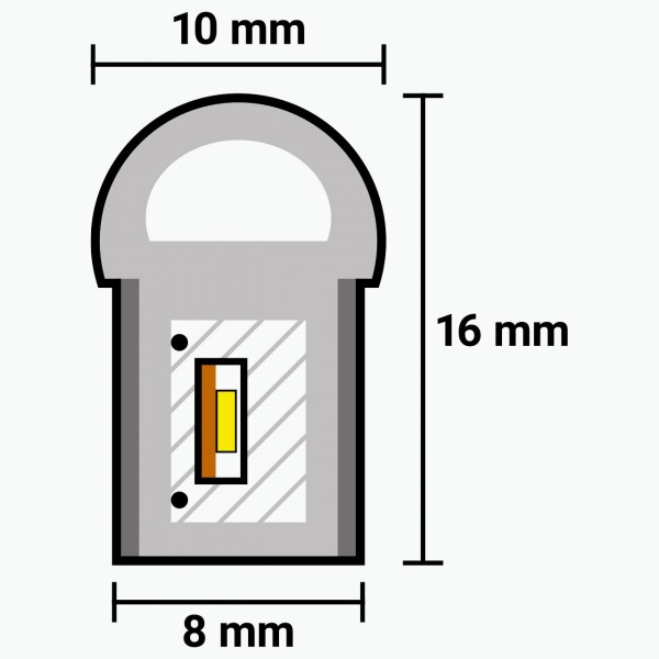 Светодиодный неон PROLUM™ 8x16, IP68, 12V, Series "SF", Красный, PRO (120015)