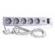 Сетевой фильтр 5 гнезд с заземлением, 3 м, 2USB, защитные шторки Серый (EH-NFGU-5.3)