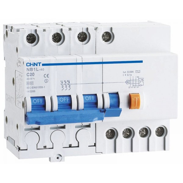 Дифференциальный автоматический выключатель NB1L-63 3PN (198410)