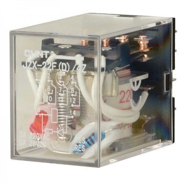 Проміжне реле JZX-22F(D) 4 контакт з індикатором LED 3 А 12 В AC (285215)