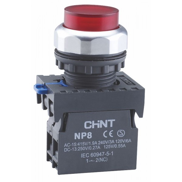 Кнопка виступаюча з підсвічуванням NP8-GND/1 Білий (МК) (578099)