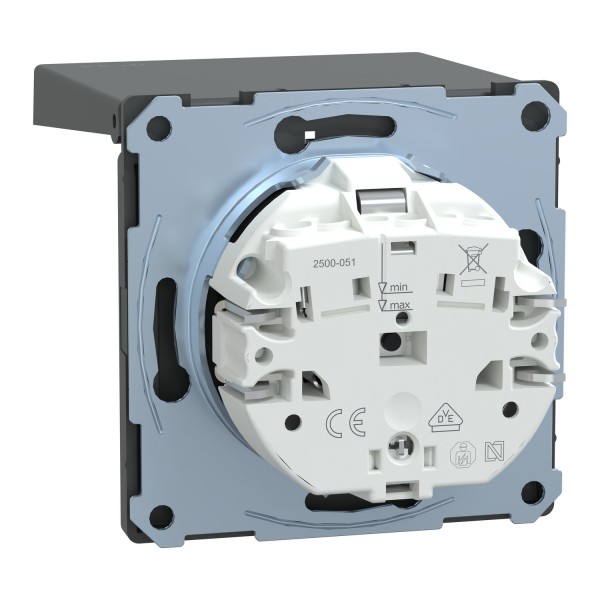 D-Life Розетка с заземлением и крышкой IP44 Антрацит (MTN2314-6034)