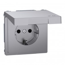 D-Life Розетка с заземлением и крышкой IP44 Нержавеющая сталь (MTN2314-6036)