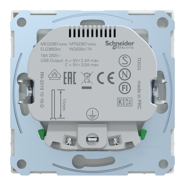 D-Life Розетка 16 A USB A+C 3 A, Белый лотос (MTN2367-6035)