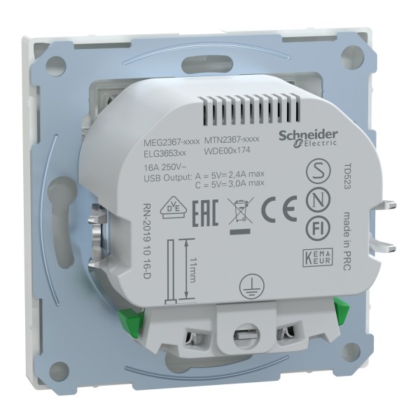 D-Life Розетка 16 A USB A+C 3 A, Белый лотос (MTN2367-6035)