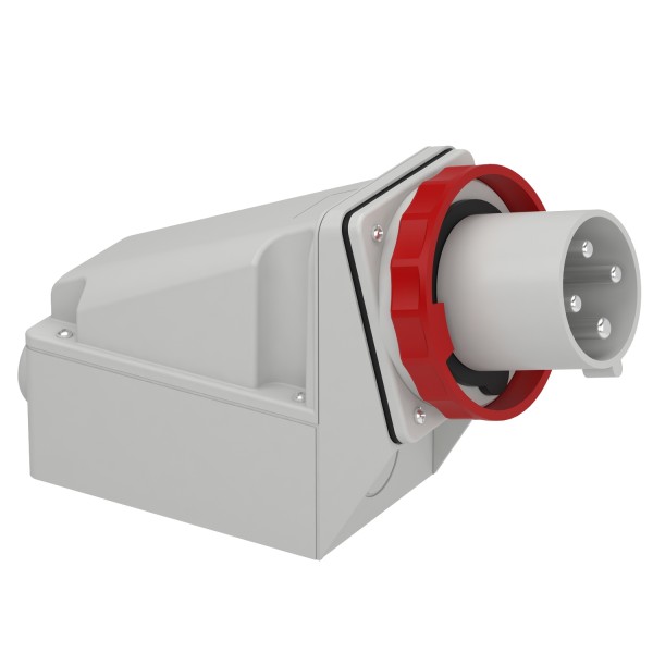 Вилка настенная винтовая 63А 3P+E IP67 380В (81582)