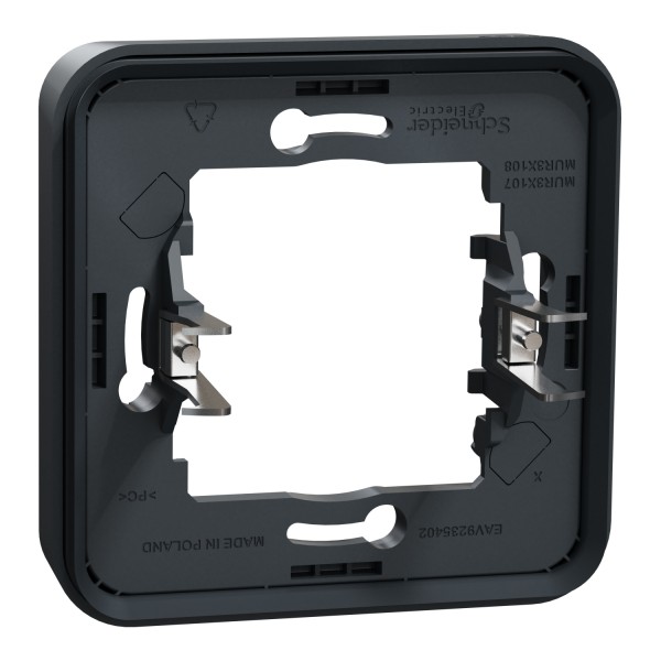 Рамка одноместная горизонтальная с зажимами IP55 Mureva Styl, черная (MUR34108)